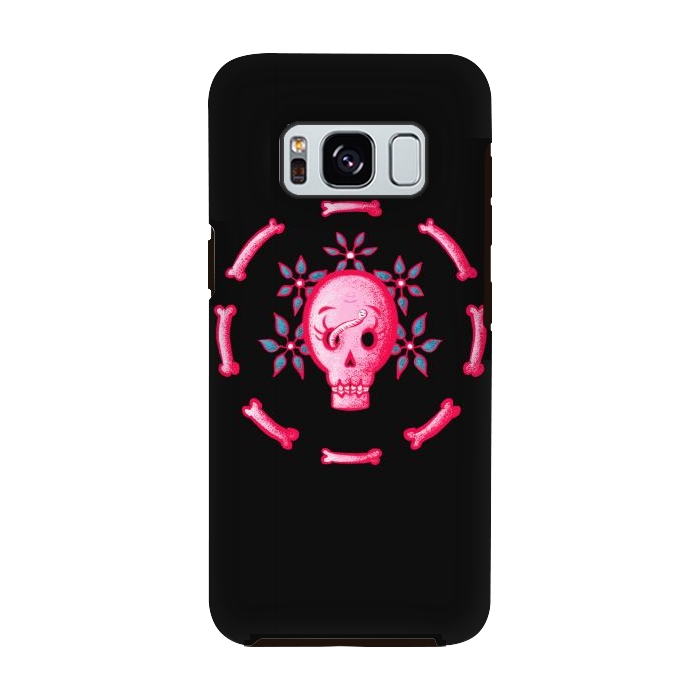 Galaxy S8 StrongFit Funny Skull In Pink With Flowers And Bones by Boriana Giormova