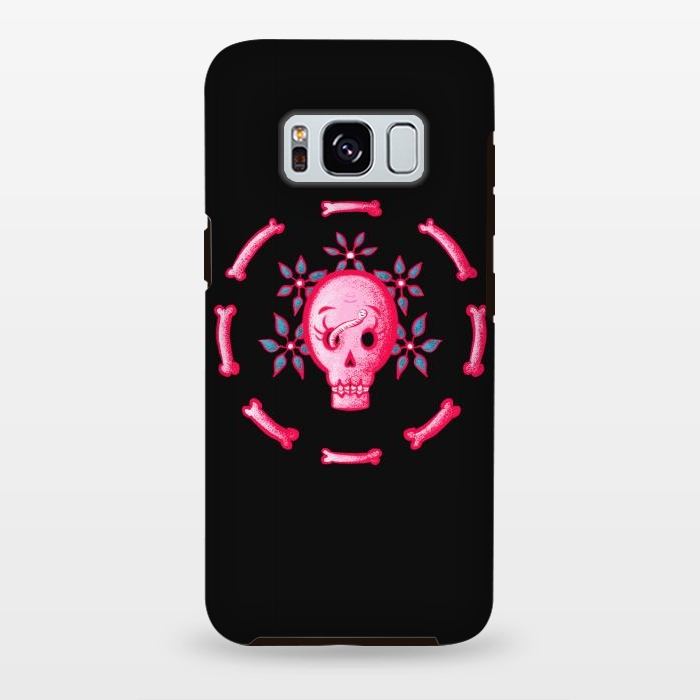 Galaxy S8 plus StrongFit Funny Skull In Pink With Flowers And Bones by Boriana Giormova