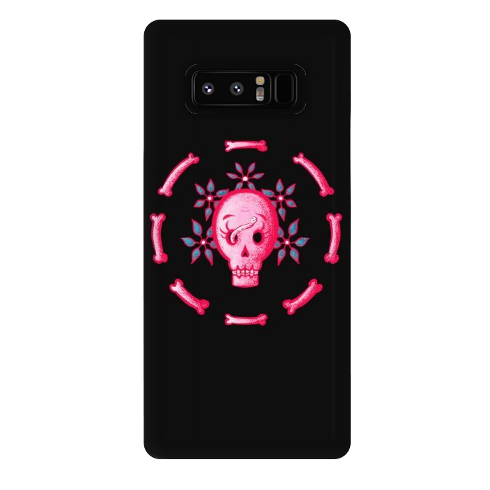 Galaxy Note 8 StrongFit Funny Skull In Pink With Flowers And Bones by Boriana Giormova