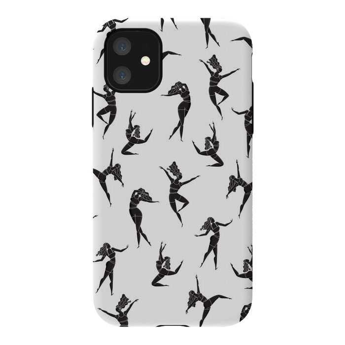 iPhone 11 StrongFit Dance Girl Pattern Black and White by Jelena Obradovic