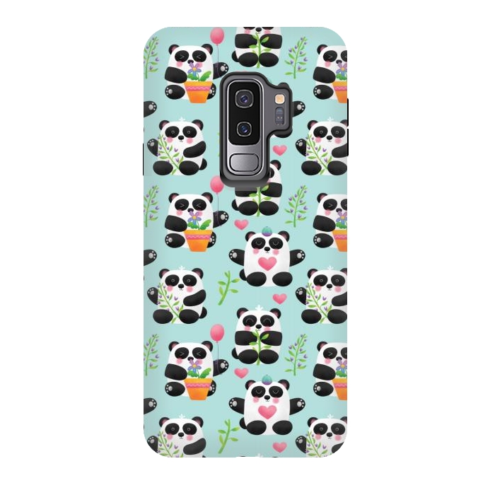 Galaxy S9 plus StrongFit Chubby Playful Pandas by Noonday Design