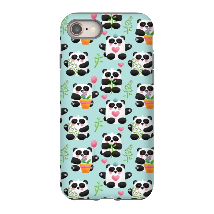iPhone 8 StrongFit Chubby Playful Pandas by Noonday Design