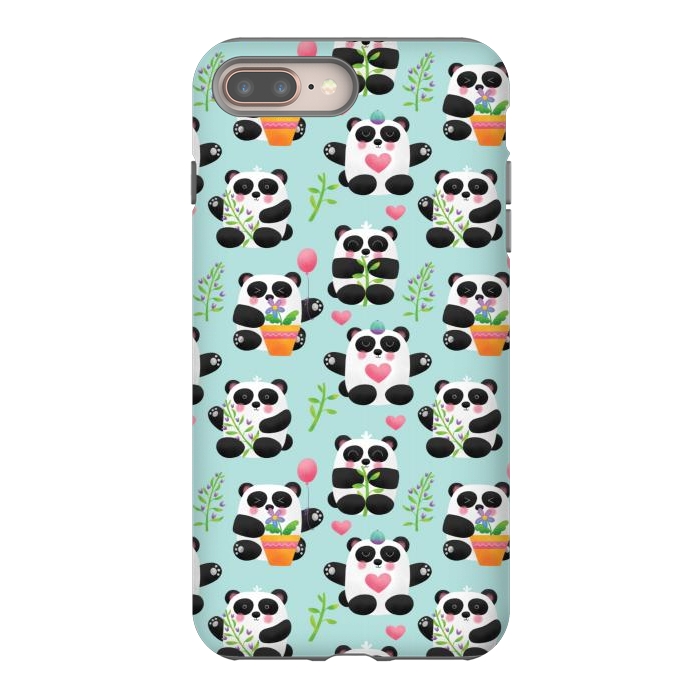 iPhone 8 plus StrongFit Chubby Playful Pandas by Noonday Design