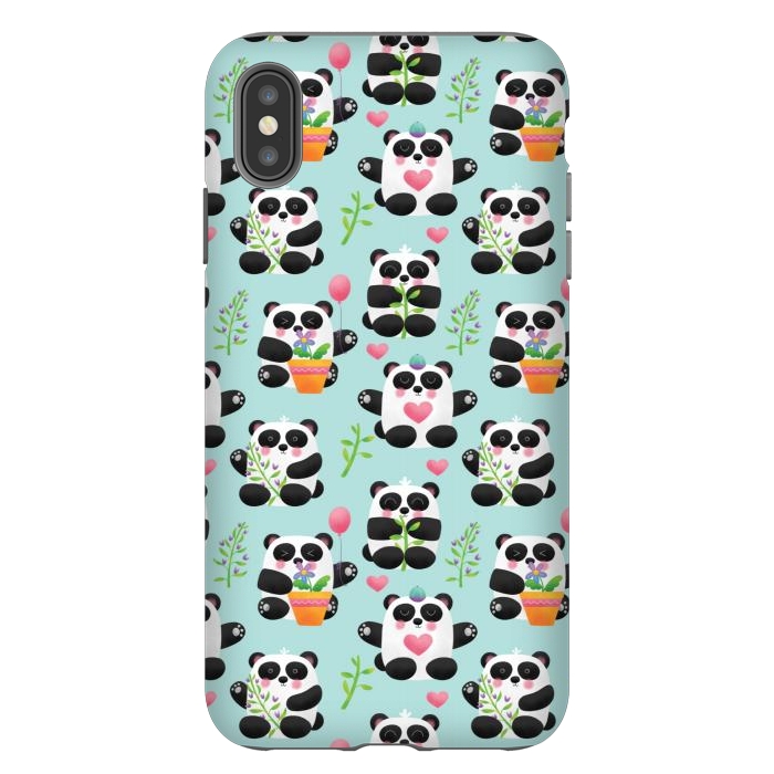 iPhone Xs Max StrongFit Chubby Playful Pandas by Noonday Design
