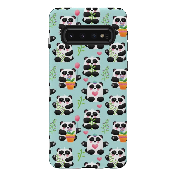 Galaxy S10 StrongFit Chubby Playful Pandas by Noonday Design