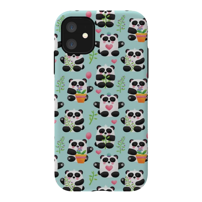 iPhone 11 StrongFit Chubby Playful Pandas by Noonday Design