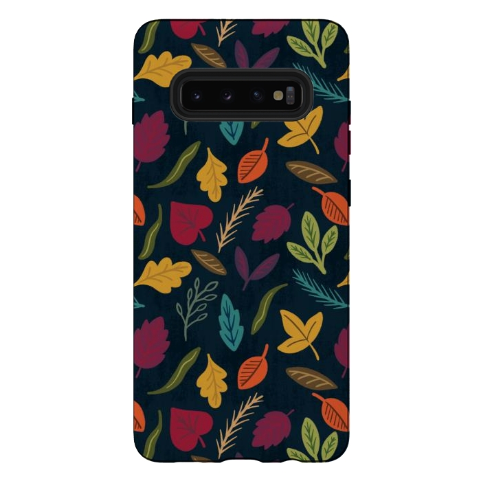 Galaxy S10 plus StrongFit Bold and Colorful Fall Leaves by Noonday Design
