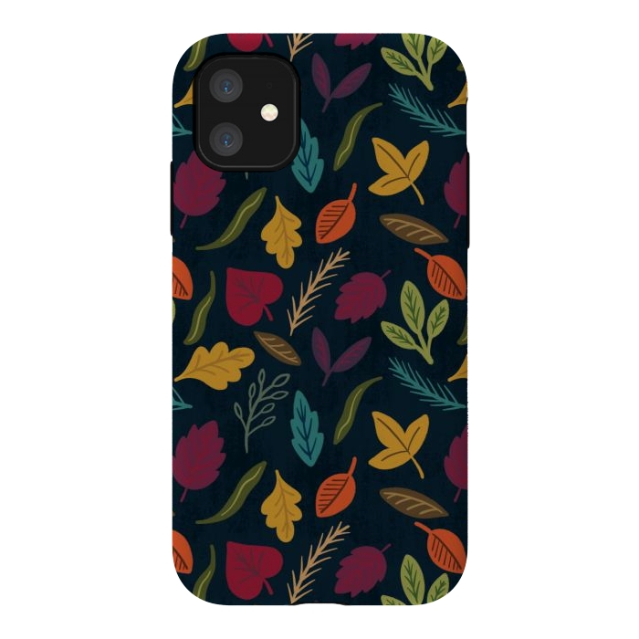 iPhone 11 StrongFit Bold and Colorful Fall Leaves by Noonday Design