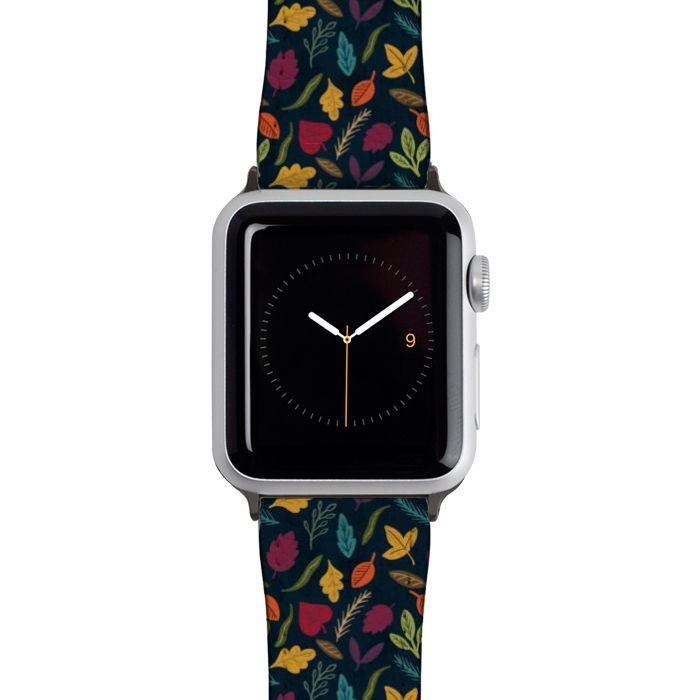 Watch 42mm / 44mm Strap PU leather Bold and Colorful Fall Leaves by Noonday Design