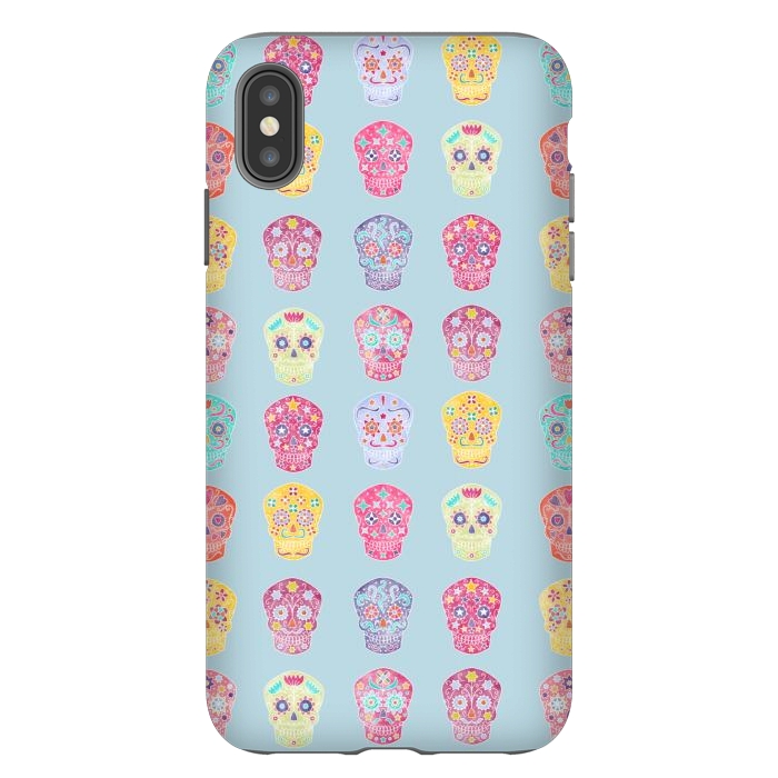 iPhone Xs Max StrongFit Watercolor Mexican Day of the Dead Sugar Skulls by Nic Squirrell
