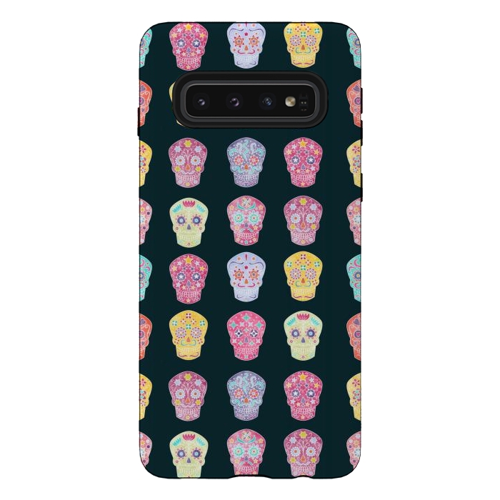 Galaxy S10 StrongFit Day of the Dead Mexican Sugar Skulls by Nic Squirrell