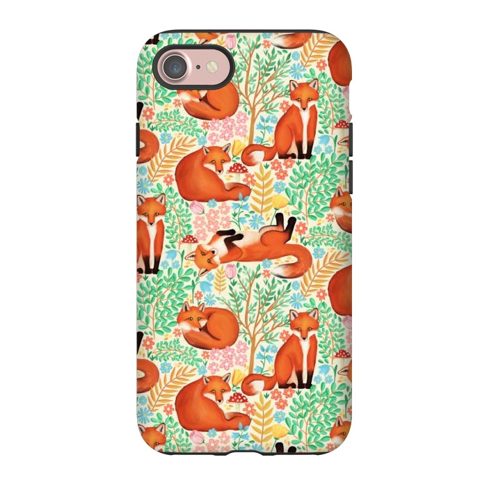 iPhone 7 StrongFit Little Foxes in a Fantasy Forest on Cream by Tangerine-Tane