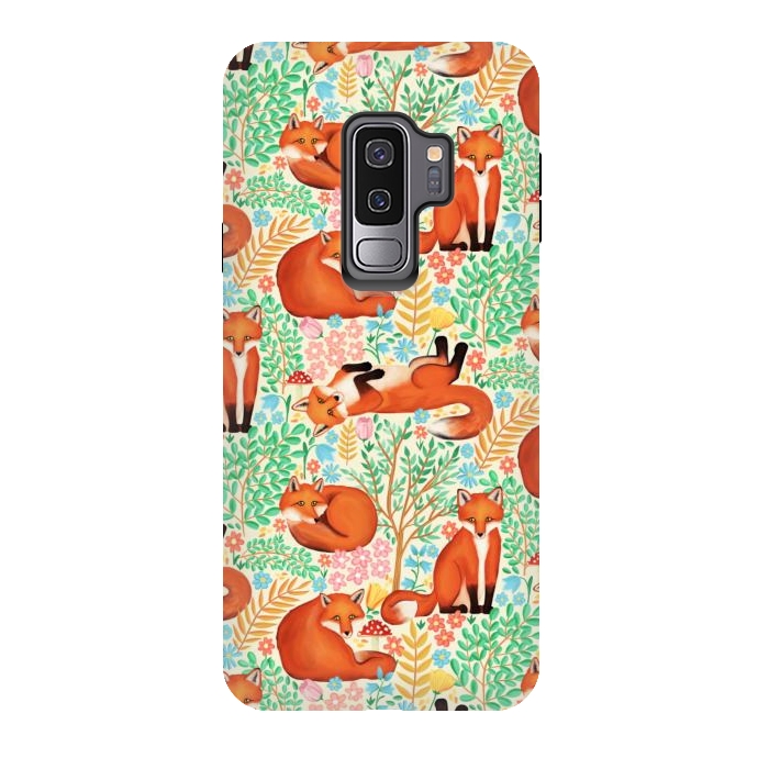 Galaxy S9 plus StrongFit Little Foxes in a Fantasy Forest on Cream by Tangerine-Tane