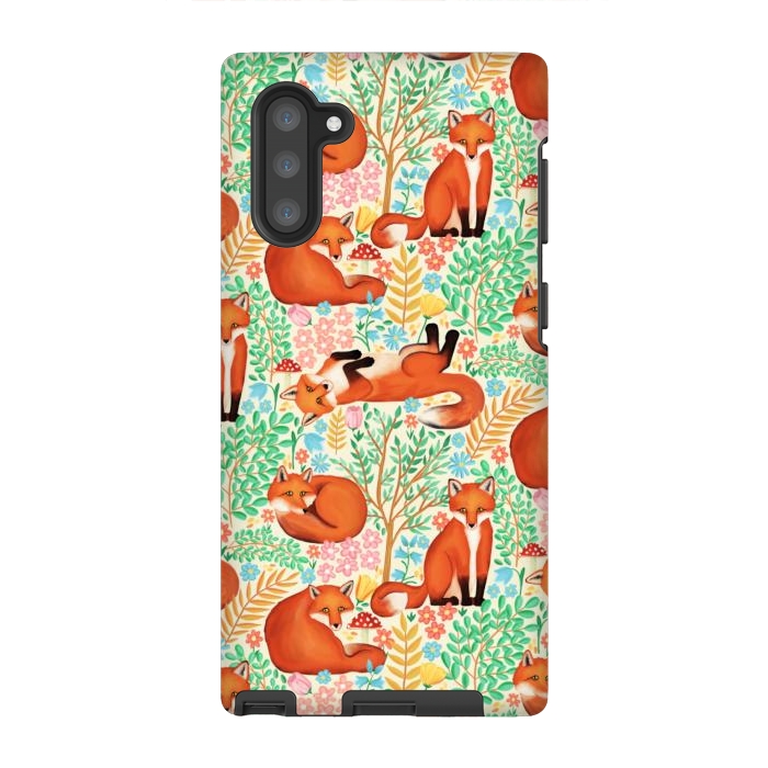 Galaxy Note 10 StrongFit Little Foxes in a Fantasy Forest on Cream by Tangerine-Tane