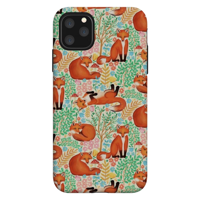 iPhone 11 Pro Max StrongFit Little Foxes in a Fantasy Forest on Cream by Tangerine-Tane
