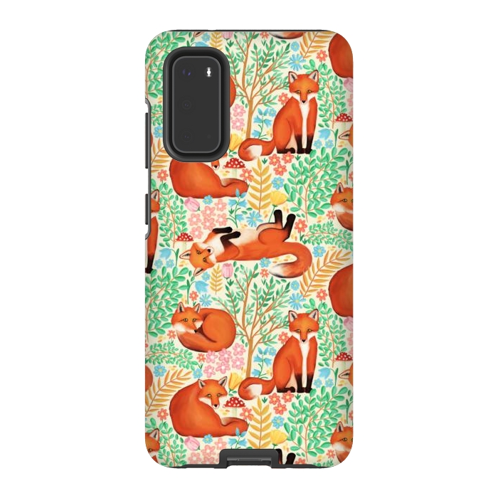 Galaxy S20 StrongFit Little Foxes in a Fantasy Forest on Cream by Tangerine-Tane
