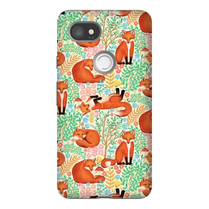 Pixel 2XL StrongFit Little Foxes in a Fantasy Forest on Cream by Tangerine-Tane