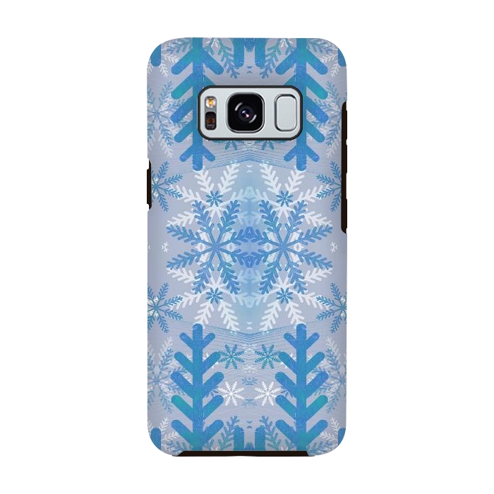 Galaxy S8 StrongFit Baby blue snowflakes Christmas pattern by Oana 