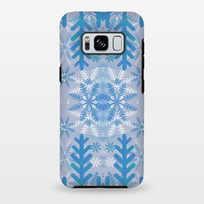 Galaxy S8 plus StrongFit Baby blue snowflakes Christmas pattern by Oana 