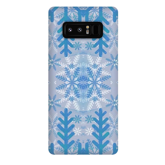 Galaxy Note 8 StrongFit Baby blue snowflakes Christmas pattern by Oana 