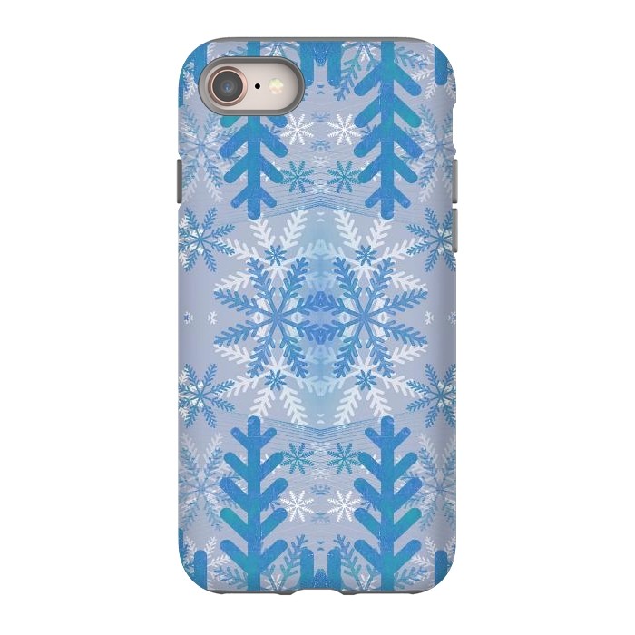 iPhone 8 StrongFit Baby blue snowflakes Christmas pattern by Oana 