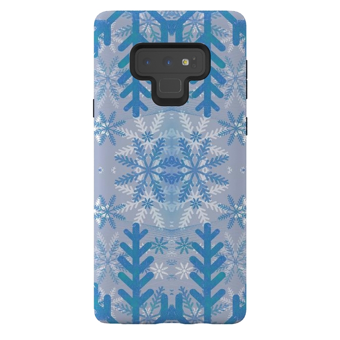 Galaxy Note 9 StrongFit Baby blue snowflakes Christmas pattern by Oana 