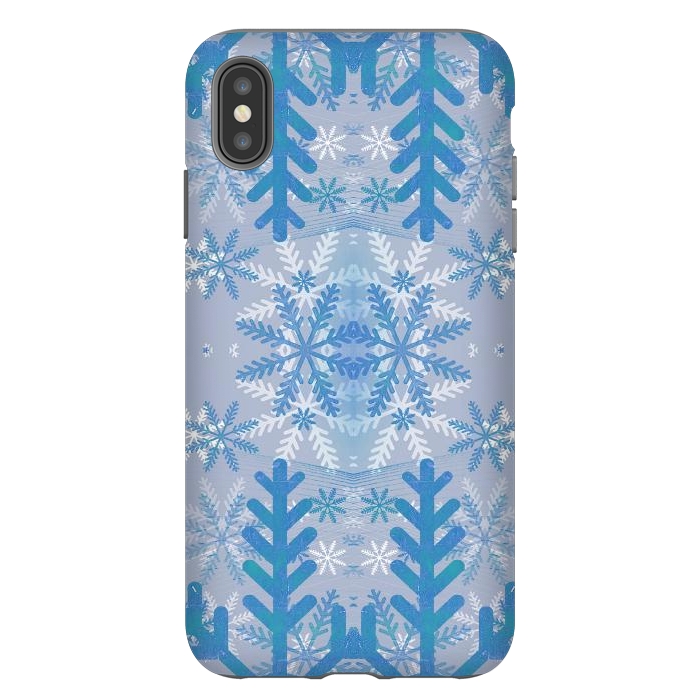 iPhone Xs Max StrongFit Baby blue snowflakes Christmas pattern by Oana 
