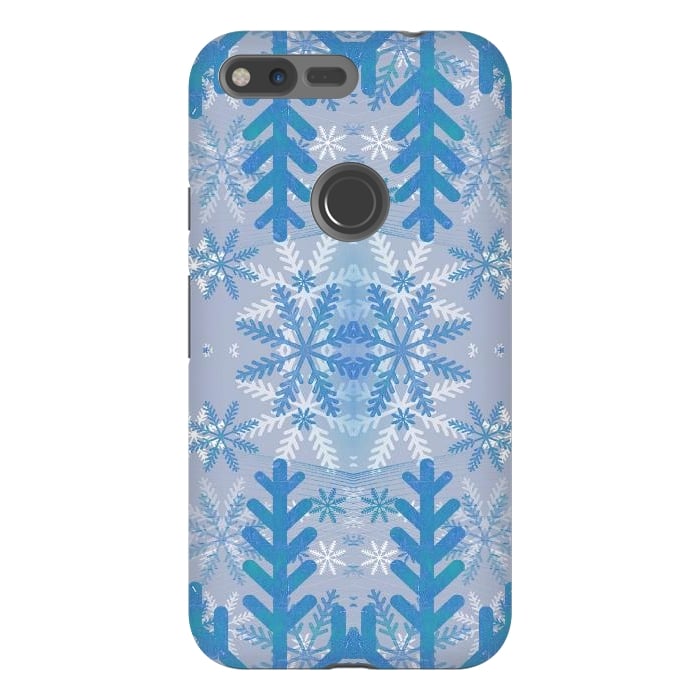 Pixel XL StrongFit Baby blue snowflakes Christmas pattern by Oana 