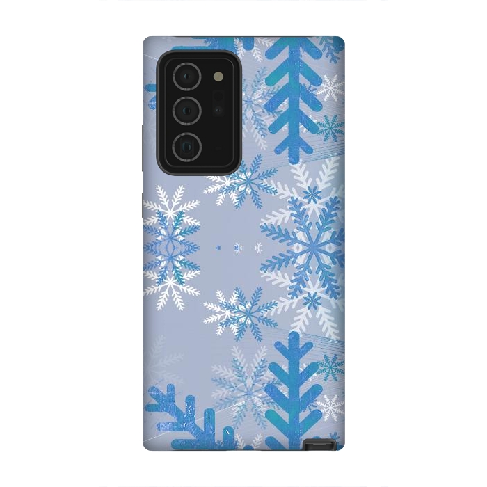 Galaxy Note 20 Ultra StrongFit Baby blue snowflakes Christmas pattern by Oana 