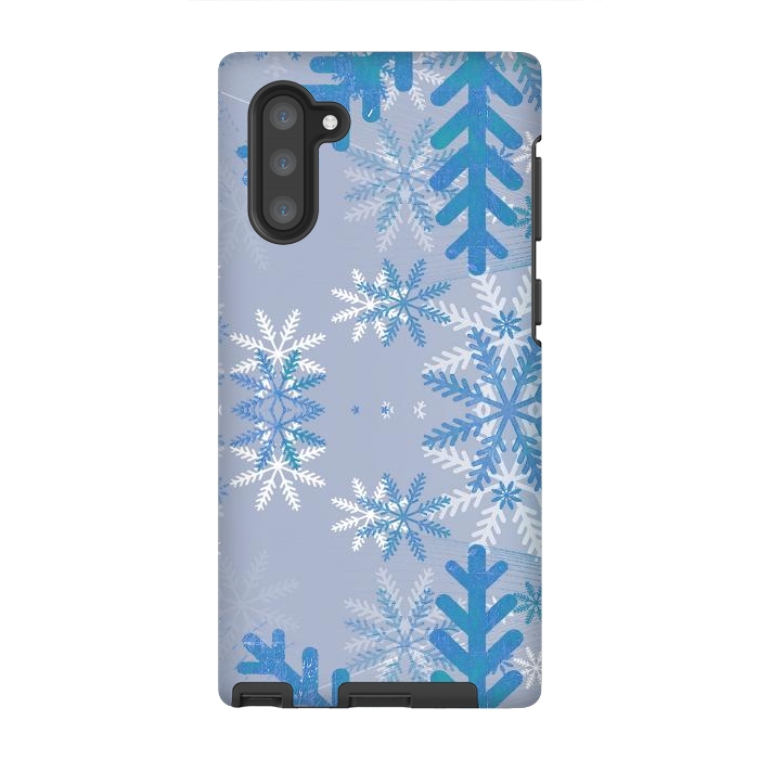 Galaxy Note 10 StrongFit Baby blue snowflakes Christmas pattern by Oana 