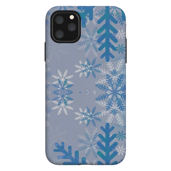 iPhone 11 Pro Max StrongFit Baby blue snowflakes Christmas pattern by Oana 