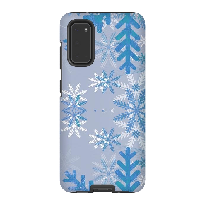 Galaxy S20 StrongFit Baby blue snowflakes Christmas pattern by Oana 