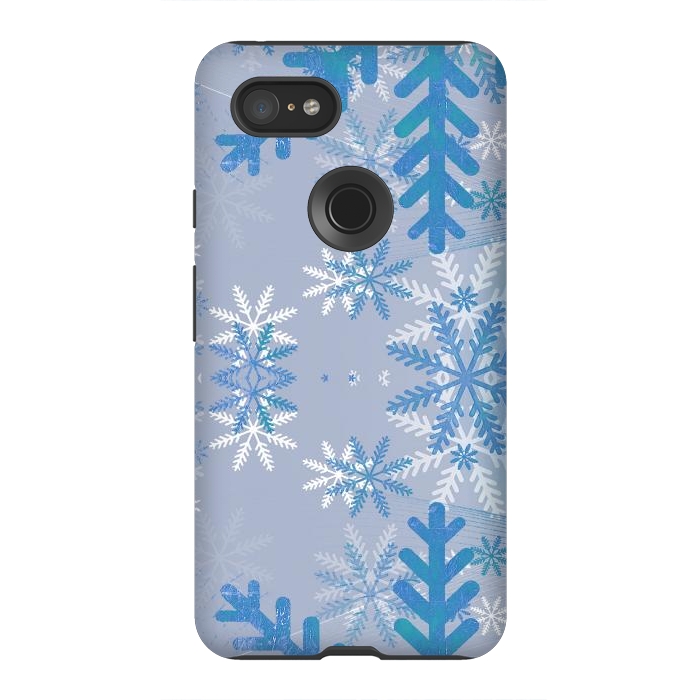 Pixel 3XL StrongFit Baby blue snowflakes Christmas pattern by Oana 