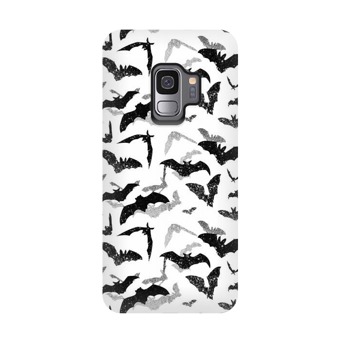 Galaxy S9 StrongFit Grunge flying bats Halloween pattern by Oana 