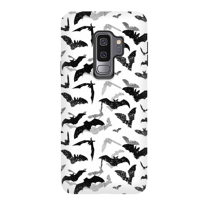 Galaxy S9 plus StrongFit Grunge flying bats Halloween pattern by Oana 