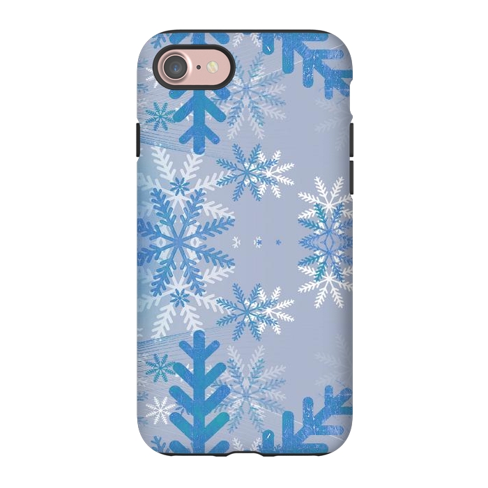 iPhone 7 StrongFit Pastel blue snowflakes winter pattern by Oana 