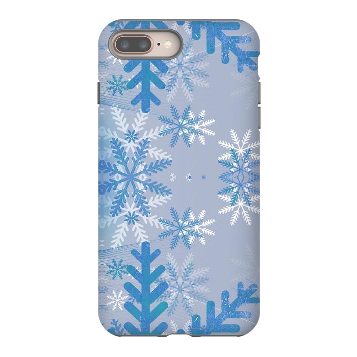 iPhone 7 plus StrongFit Pastel blue snowflakes winter pattern by Oana 