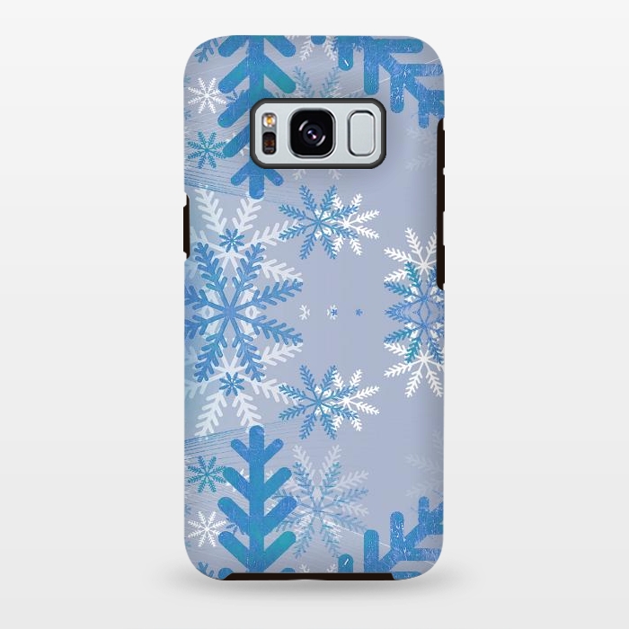Galaxy S8 plus StrongFit Pastel blue snowflakes winter pattern by Oana 