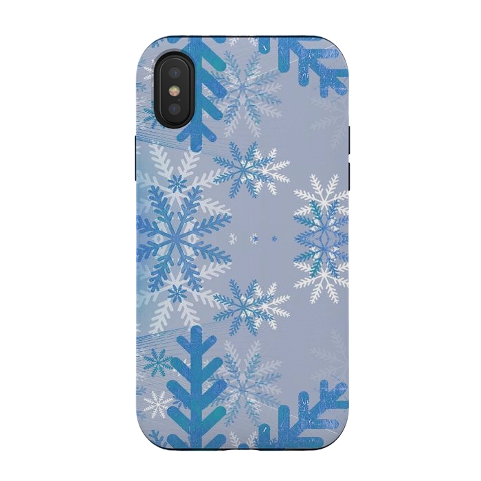 iPhone Xs / X StrongFit Pastel blue snowflakes winter pattern by Oana 