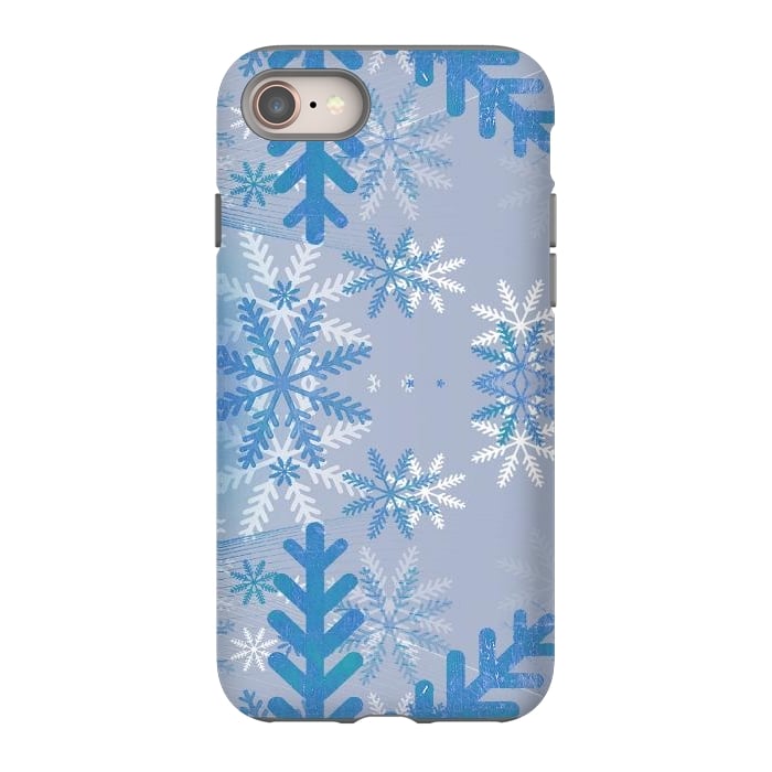 iPhone 8 StrongFit Pastel blue snowflakes winter pattern by Oana 