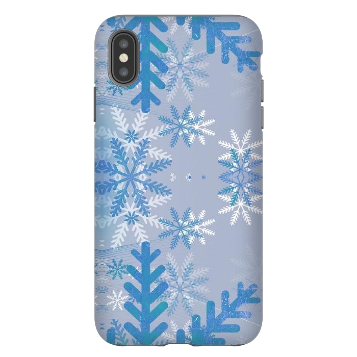 iPhone Xs Max StrongFit Pastel blue snowflakes winter pattern by Oana 
