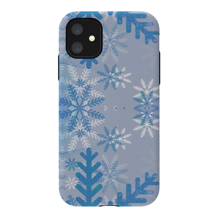 iPhone 11 StrongFit Pastel blue snowflakes winter pattern by Oana 
