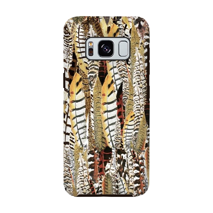 Galaxy S8 StrongFit Brown feathers vintage pattern by Oana 