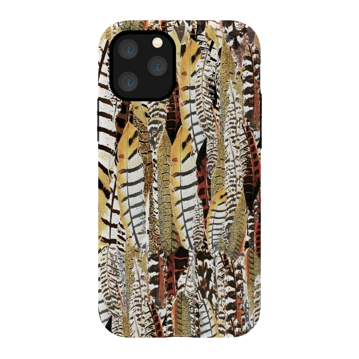 iPhone 11 Pro StrongFit Brown feathers vintage pattern by Oana 