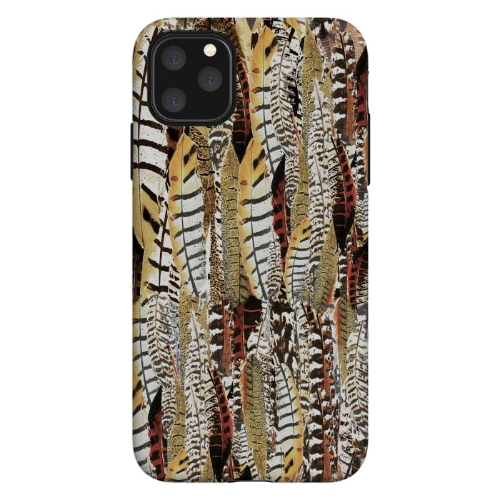 iPhone 11 Pro Max StrongFit Brown feathers vintage pattern by Oana 