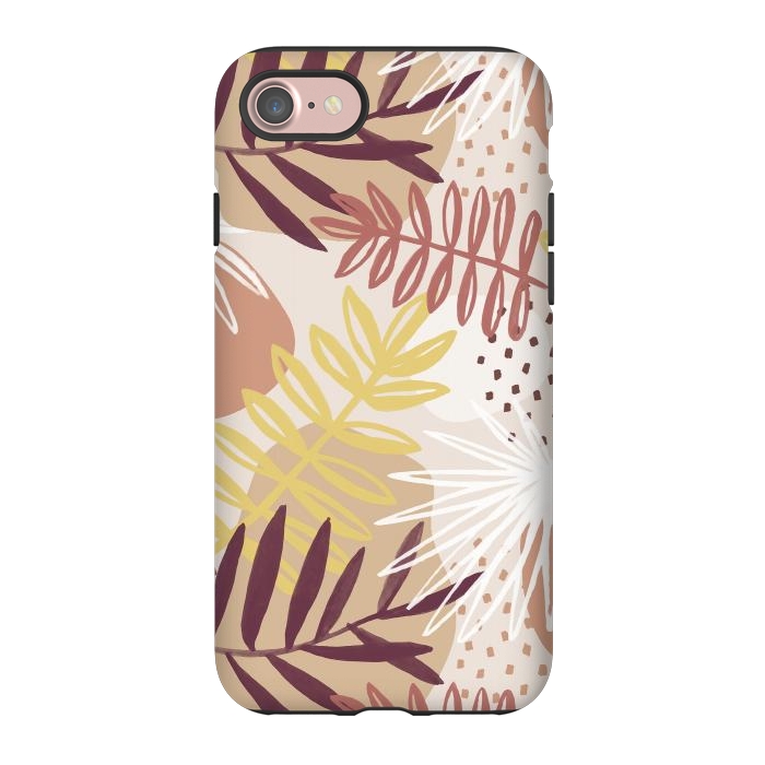 iPhone 7 StrongFit Modern tropical leaves and spots - terracotta by Oana 