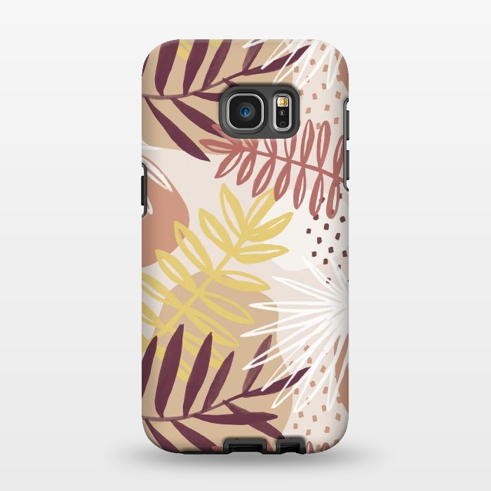 Galaxy S7 EDGE StrongFit Modern tropical leaves and spots - terracotta by Oana 