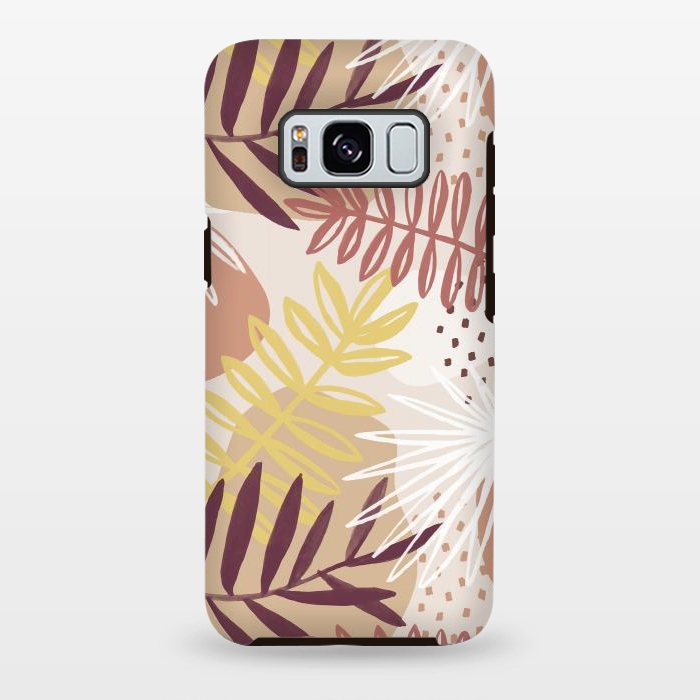 Galaxy S8 plus StrongFit Modern tropical leaves and spots - terracotta by Oana 