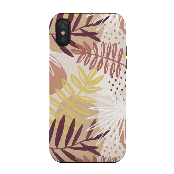 iPhone Xs / X StrongFit Modern tropical leaves and spots - terracotta by Oana 
