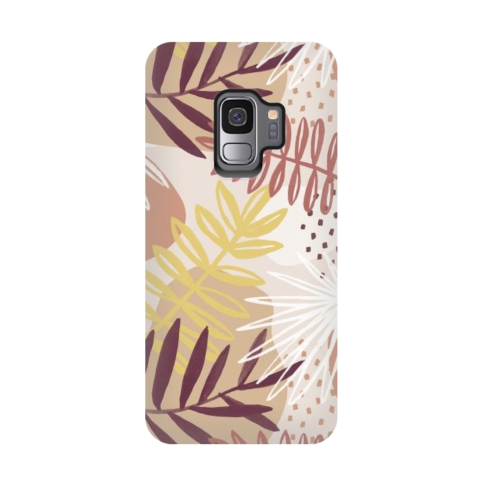 Galaxy S9 StrongFit Modern tropical leaves and spots - terracotta by Oana 